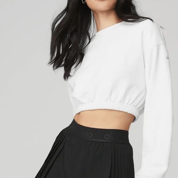 Brand New ALO Devotion Cropped White Sweatshirt Size XS - Picture 1 of 4